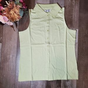 NWT SDI Light Green Women's Sleeveless Knit Top Size Medium 100% Cotton